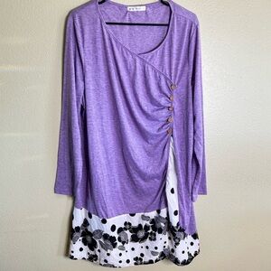 Beautiful and Unique Rosegal Purple and White Blouse with Floral Hem